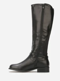 Online La Modeuse Bottes cavalières à boucle métallique Noir
