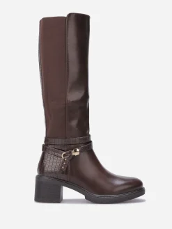 Clearance La Modeuse Bottes cavalières à bride nouée Café