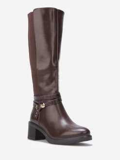 Clearance La Modeuse Bottes cavalières à bride nouée Café