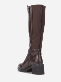 Clearance La Modeuse Bottes cavalières à bride nouée Café