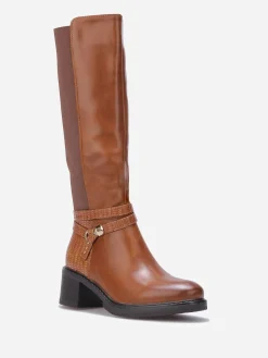 Hot La Modeuse Bottes cavalières à bride nouée Camel