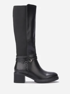 Online La Modeuse Bottes cavalières à bride nouée Noir