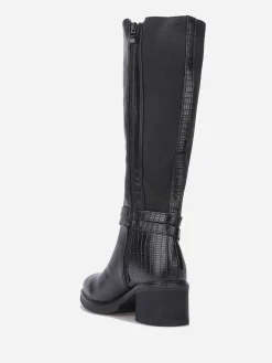 Online La Modeuse Bottes cavalières à bride nouée Noir