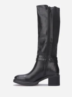 Online La Modeuse Bottes cavalières à bride nouée Noir