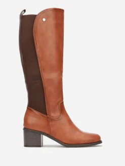 Hot La Modeuse Bottes cavalières à empiècement élastique Camel