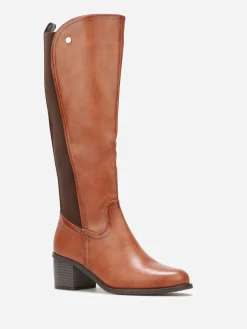 Hot La Modeuse Bottes cavalières à empiècement élastique Camel