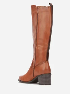 Hot La Modeuse Bottes cavalières à empiècement élastique Camel