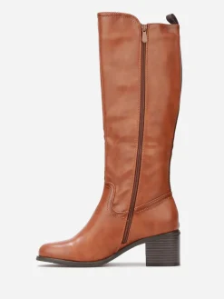 Hot La Modeuse Bottes cavalières à empiècement élastique Camel