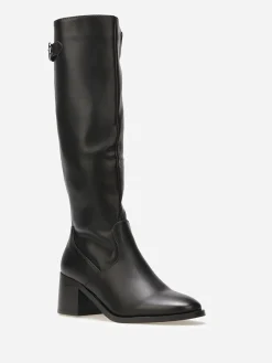 Clearance La Modeuse Bottes cavalières à sangle et boucle métallique Noir
