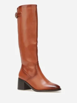New La Modeuse Bottes cavalières à sangle et boucle métallique Camel
