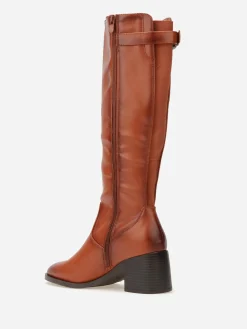 New La Modeuse Bottes cavalières à sangle et boucle métallique Camel