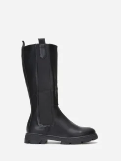 Clearance La Modeuse Bottes cavalières crantées grandes tailles Noir