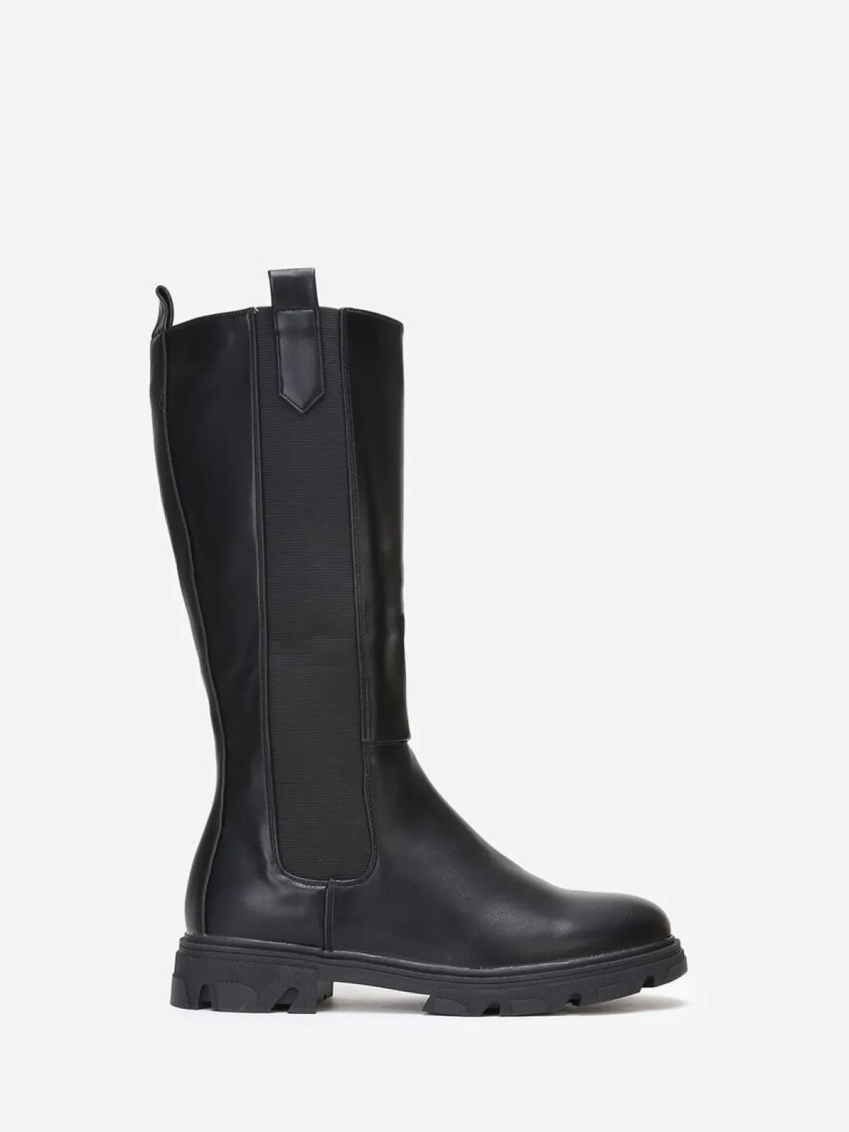 Clearance La Modeuse Bottes cavalières crantées grandes tailles Noir