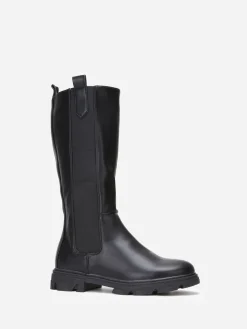 Clearance La Modeuse Bottes cavalières crantées grandes tailles Noir