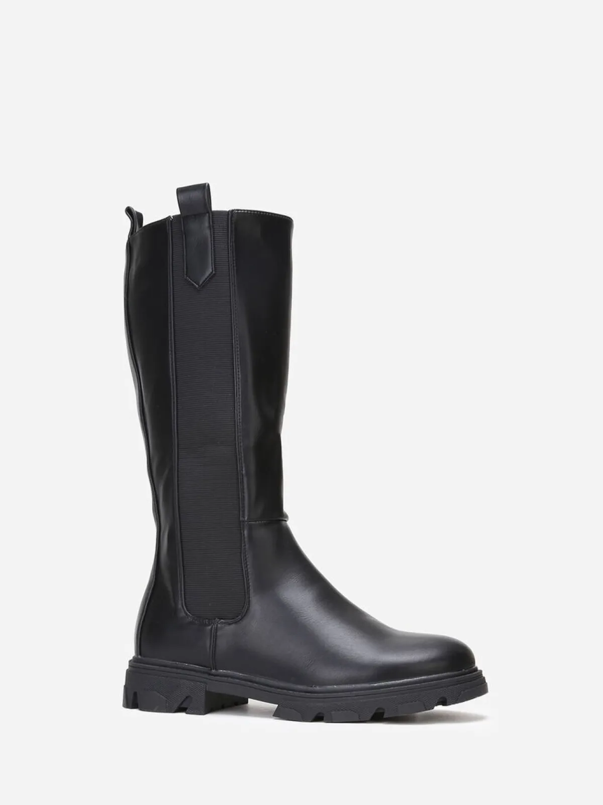 Clearance La Modeuse Bottes cavalières crantées grandes tailles Noir