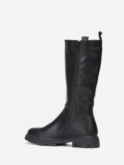 Clearance La Modeuse Bottes cavalières crantées grandes tailles Noir