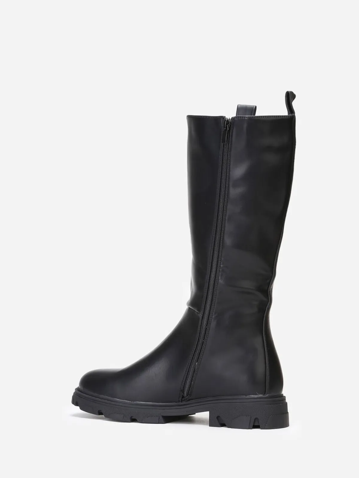 Clearance La Modeuse Bottes cavalières crantées grandes tailles Noir