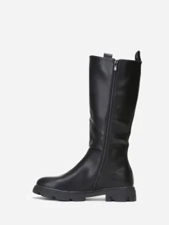 Clearance La Modeuse Bottes cavalières crantées grandes tailles Noir
