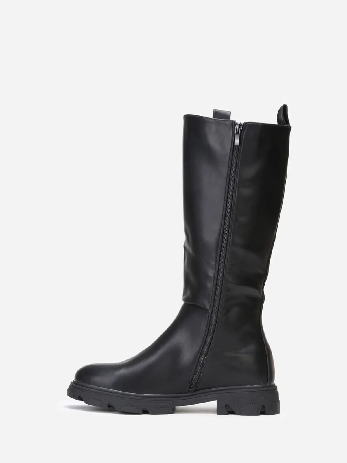 Clearance La Modeuse Bottes cavalières crantées grandes tailles Noir