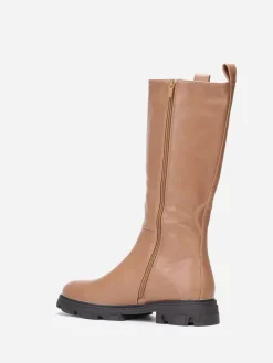 New La Modeuse Bottes cavalières crantées grandes tailles Taupe