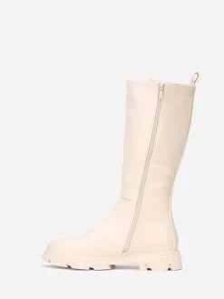 Outlet La Modeuse Bottes cavalières crantées grandes tailles Beige