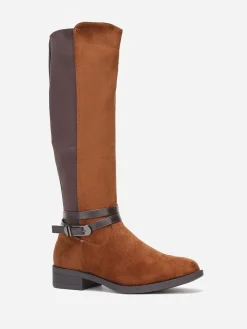 Sale La Modeuse Bottes cavalières en suédine à brides Camel