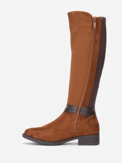 Sale La Modeuse Bottes cavalières en suédine à brides Camel