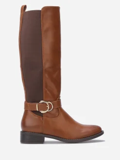 Clearance La Modeuse Bottes cavalières stretch à boucle Camel