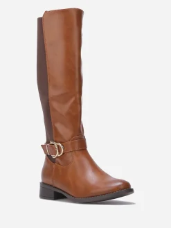 Clearance La Modeuse Bottes cavalières stretch à boucle Camel