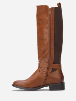 Clearance La Modeuse Bottes cavalières stretch à boucle Camel