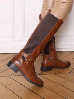 Clearance La Modeuse Bottes cavalières stretch à boucle Camel