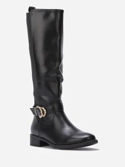Best La Modeuse Bottes cavalières stretch à boucle Noir