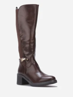 Hot La Modeuse Bottes cavalières stretch à talon Café