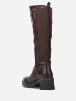 Hot La Modeuse Bottes cavalières stretch à talon Café