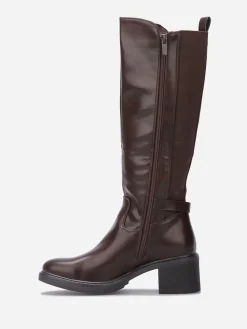 Hot La Modeuse Bottes cavalières stretch à talon Café