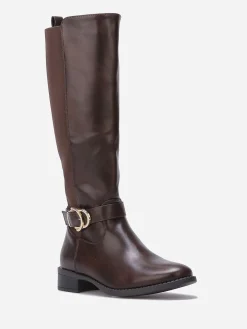 Clearance La Modeuse Bottes cavalières stretch à boucle Marron