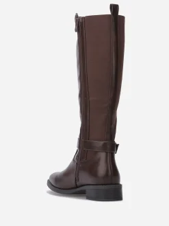 Clearance La Modeuse Bottes cavalières stretch à boucle Marron