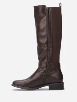 Clearance La Modeuse Bottes cavalières stretch à boucle Marron