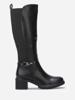 Outlet La Modeuse Bottes cavalières stretch à talon Noir