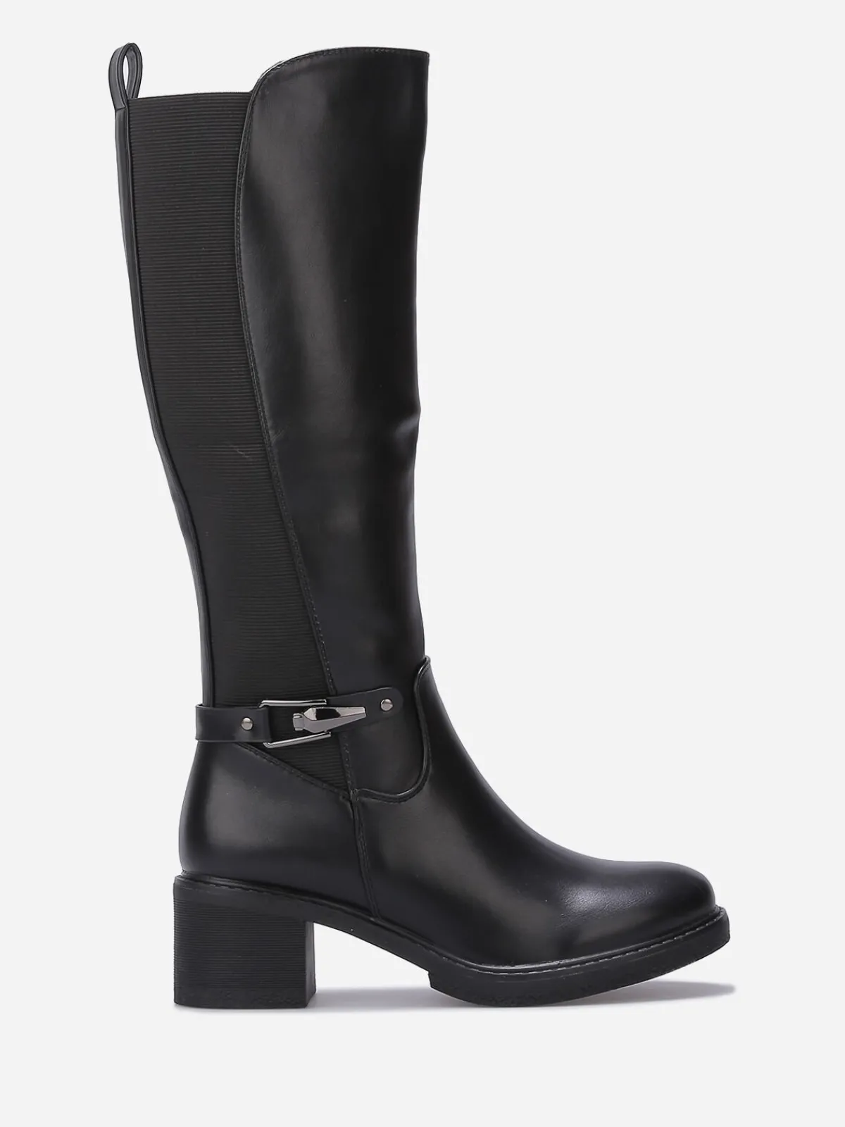 Outlet La Modeuse Bottes cavalières stretch à talon Noir