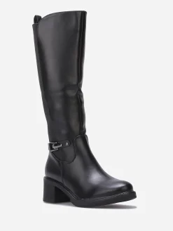 Outlet La Modeuse Bottes cavalières stretch à talon Noir