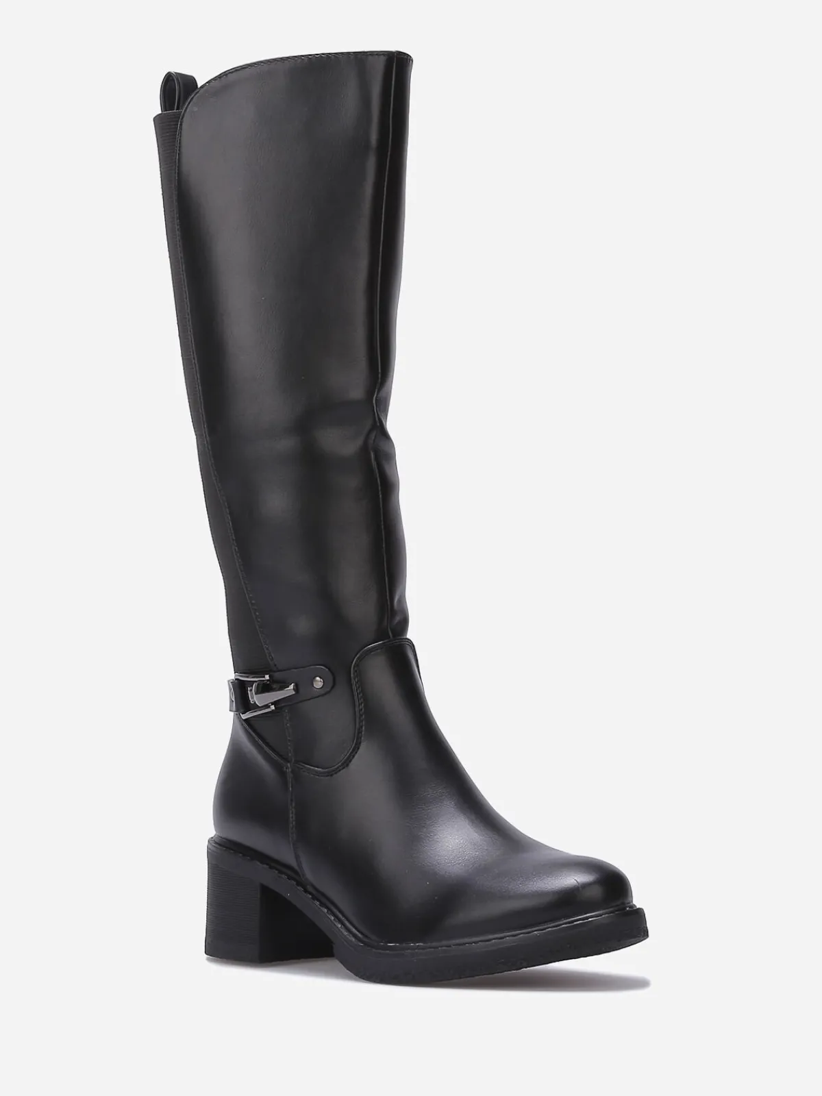 Outlet La Modeuse Bottes cavalières stretch à talon Noir