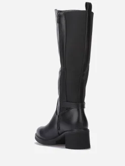 Outlet La Modeuse Bottes cavalières stretch à talon Noir