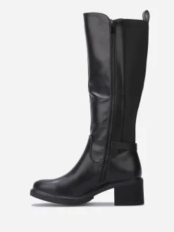 Outlet La Modeuse Bottes cavalières stretch à talon Noir
