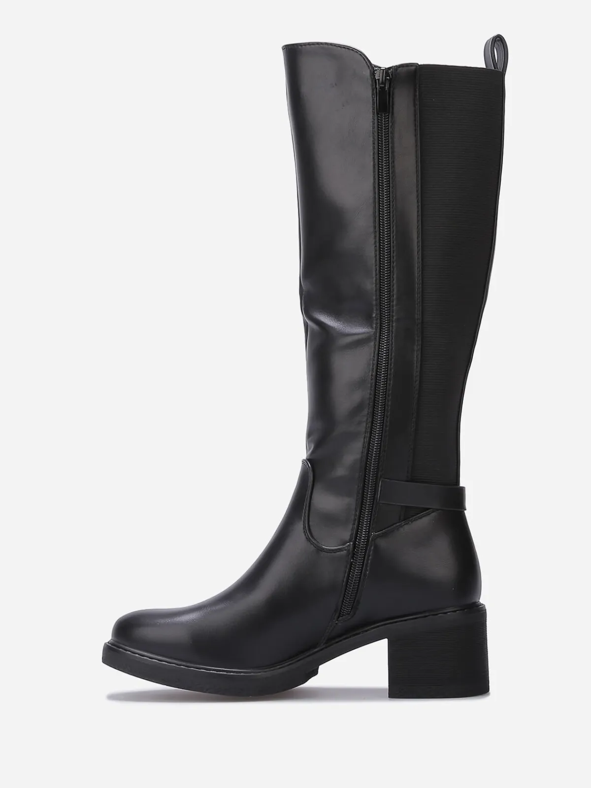 Outlet La Modeuse Bottes cavalières stretch à talon Noir