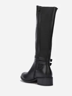 Discount La Modeuse Bottes cavalières stretch à boucles Noir