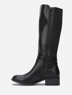 Discount La Modeuse Bottes cavalières stretch à boucles Noir