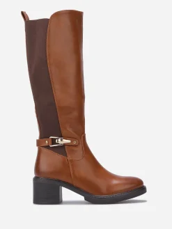 Online La Modeuse Bottes cavalières stretch à talon Camel