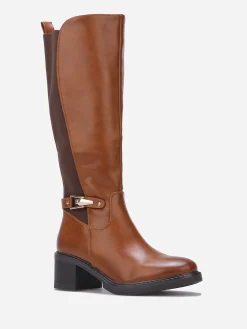 Online La Modeuse Bottes cavalières stretch à talon Camel