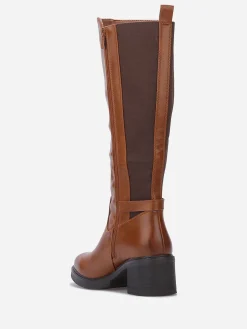 Online La Modeuse Bottes cavalières stretch à talon Camel